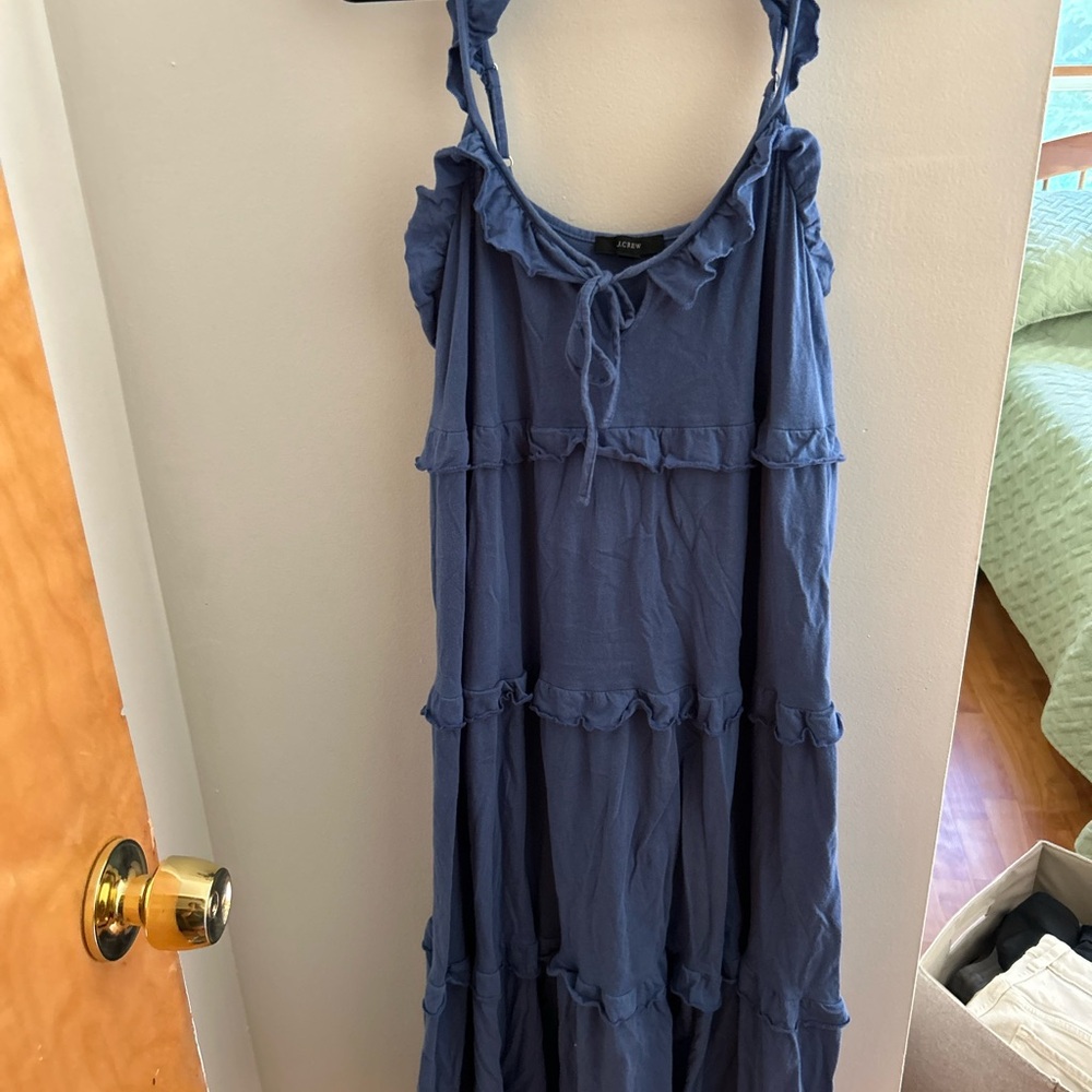 J Crew Periwinkle Ruffle Tiered Maxi Dress